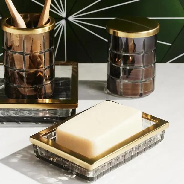 Pigeon & Poodle Argos Smoke Glass Soap Dish Lavender Fields