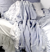 Linen Salvage Luxe Colette Petite Ruffle Throw in Chambray