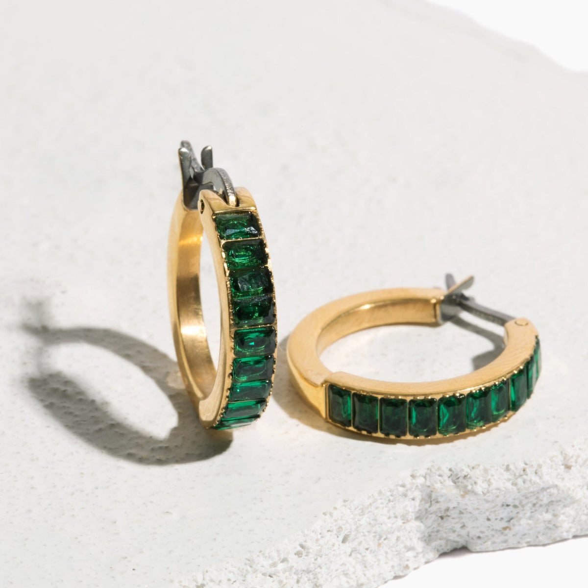 Tini Luxe Baguette Hoop Earrings Lavender Fields