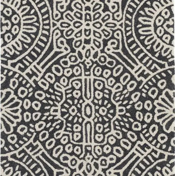 Dash & Albert Temple Charcoal Wool Micro Hooked Rug Lavender Fields