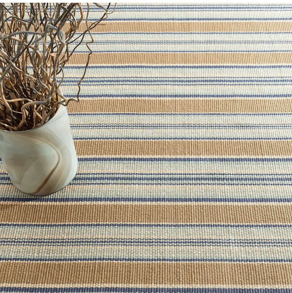 Dash & Albert Blue Heron Stripe Woven Cotton Rug Lavender Fields