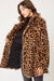 Leopard Print Notch Collar Faux Fur Teddy Coat