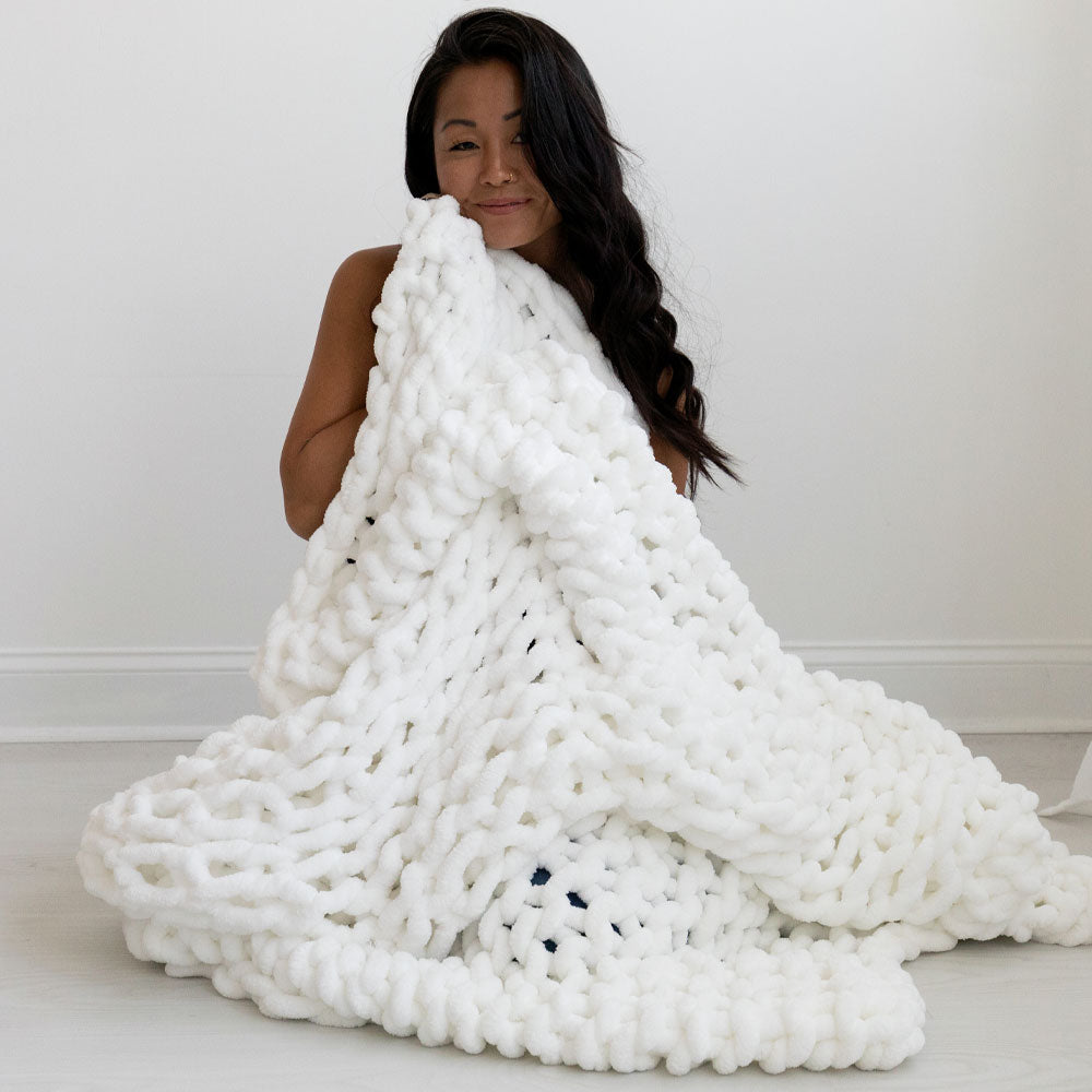 Chunky Chenille Blanket Oversized Knit Blanket Chenille Blanket