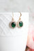 Emerald Green Glass Earrings: Gold