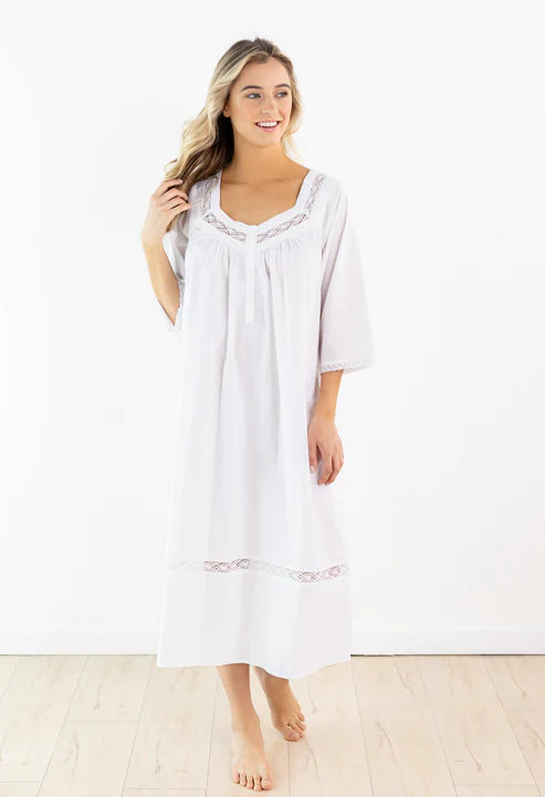 Jacaranda Living Victoria White Cotton Nightgown