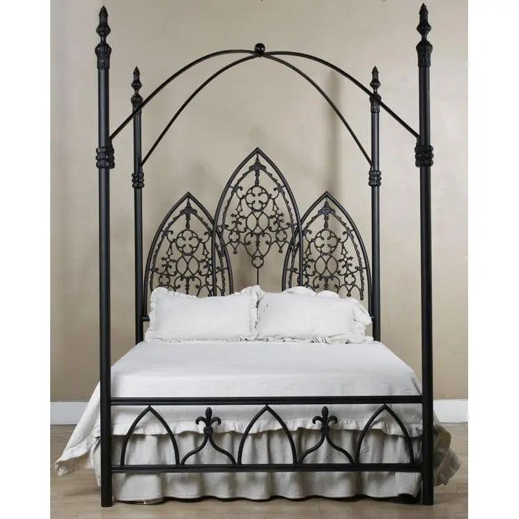 Corsican Gothic Canopy Bed in Matte Black – Lavender Fields