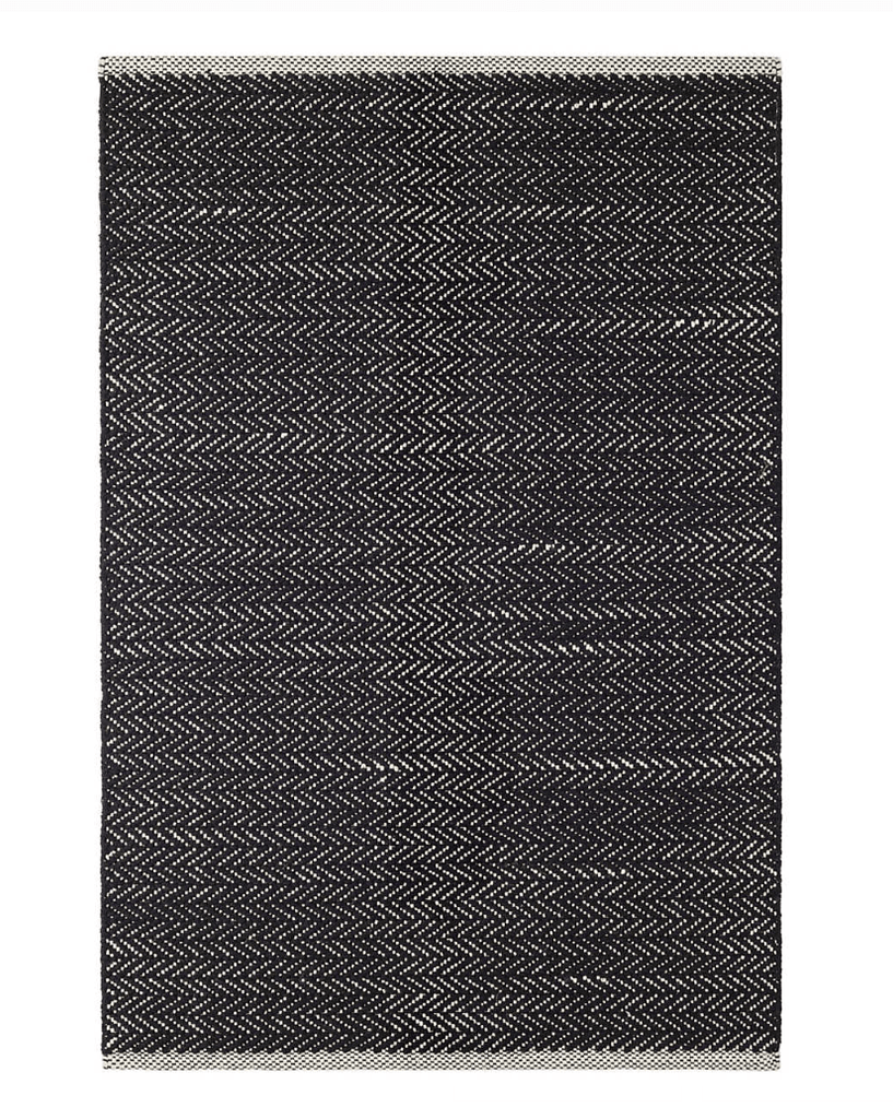 Dash & Albert Herringbone Black Woven Cotton Rug - Lavender & Company