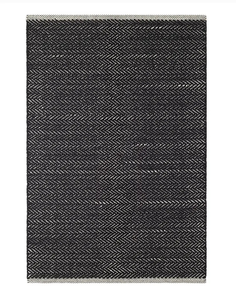 Dash & Albert Herringbone Black Woven Cotton Rug Lavender Fields