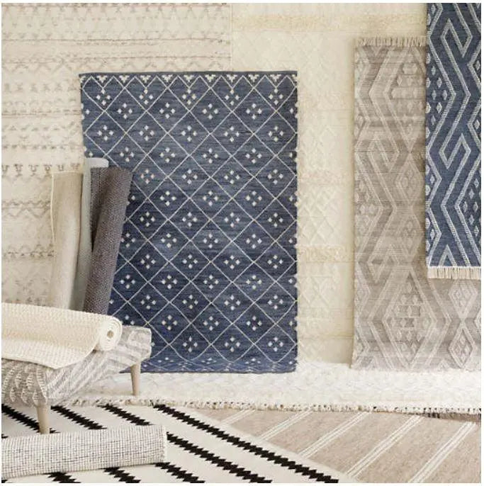 Dash & Albert Indigo/Grey Woven Wool Rug Lavender Fields