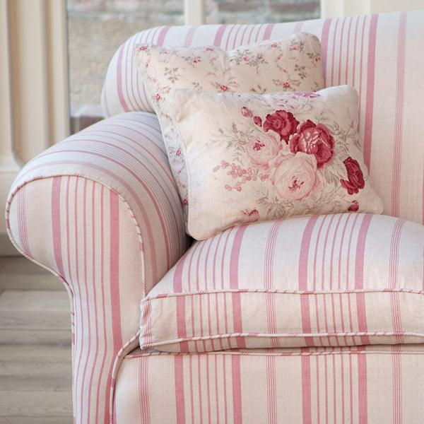 Kate Forman Pink Ticking Fabric - Lavender Fields