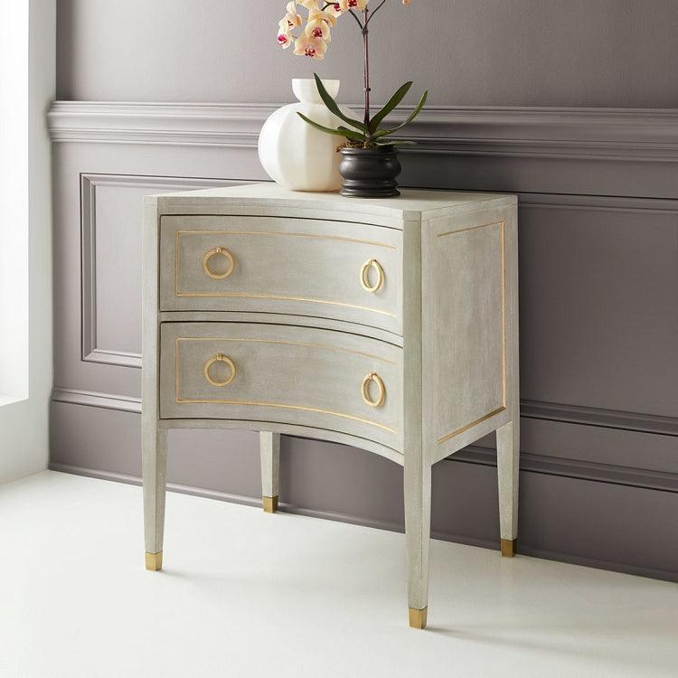 Modern History Gustavian Two Drawer Concave Nightstand - Lavender Fields