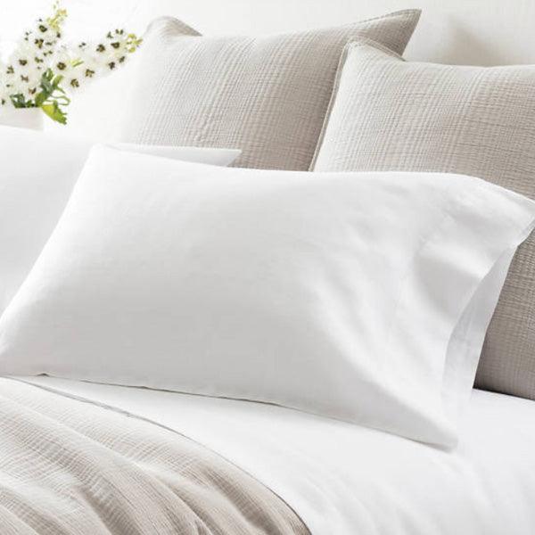 Pine Cone Hill Lush Linen White Pillowcases - Lavender Fields