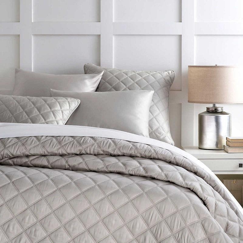 Pine Cone Hill Quilted Silken Solid Grey Coverlet