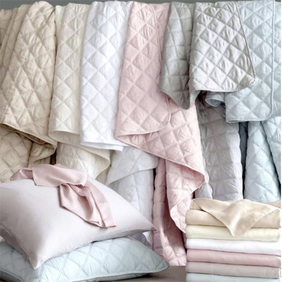 Pine Cone Hill Quilted Silken Solid White Coverlet - Lavender Fields