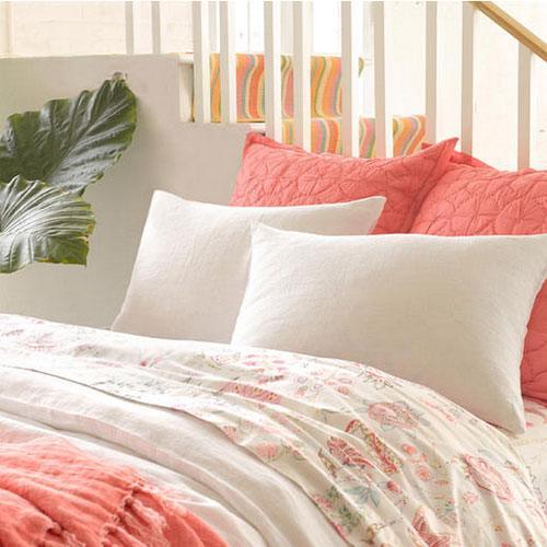 Pine Cone Hill Stone Washed Linen White Duvet Cover.