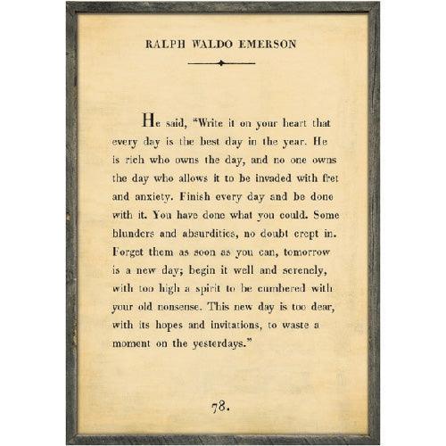 Sugarboo Designs Ralph Waldo Emerson Book Collection Sign (Grey Wood Frame)